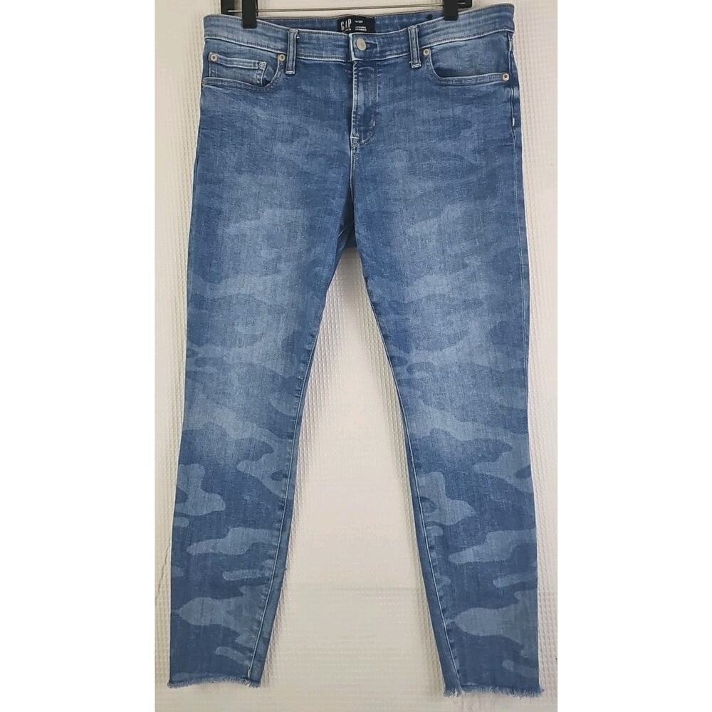 Gap 1969 Jeans Women Size 14/32R Blue Cotton Stretch High Rise Legging Skimmer.